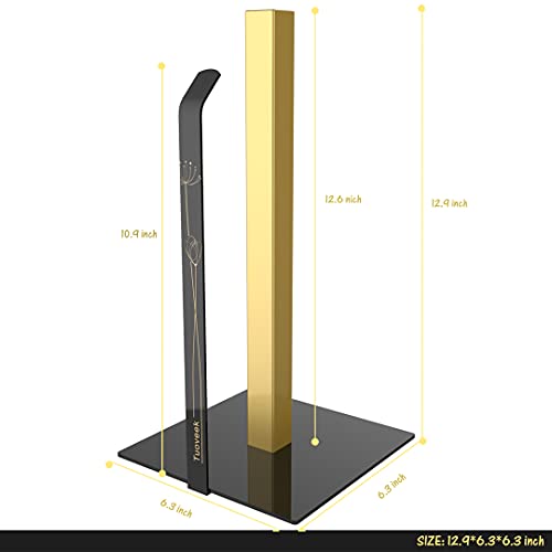 Paper Towel Holder, Kitchen Standing Paper Towel Dispenser for Countertop,Heavy Weighted Sturdy Metal,Black Golden Napkin Roll Holder,Fits Standard and Jumbo Sized Paper Towel