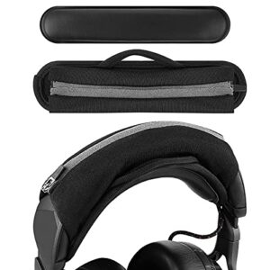 geekria large hook and loop headband cover + headband pad set/headband protector with zipper/diy installation no tool needed, compatible with ath, jbl, razer, sony, sennheiser headphones (black)