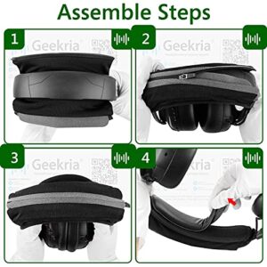 Geekria Large Hook and Loop Headband Cover + Headband Pad Set/Headband Protector with Zipper/DIY Installation No Tool Needed, Compatible with ATH, JBL, Razer, Sony, Sennheiser Headphones (Black)