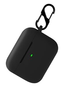 geiomoo silicone carrying case compatible with razer hammerhead truewireless pro, portable scratch shock resistant cover with carabiner (black)