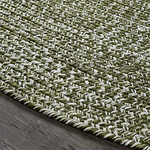 SUPERIOR Reversible Braided Indoor/Outdoor Area Rug, 6' x 9', Green-White