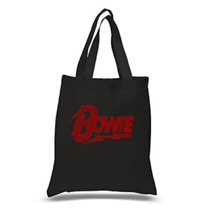 small word art tote bag - david bowie logo black/red