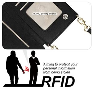 Bocasal Crossbody Wallet Case for iPhone 13 Pro with RFID Blocking Card Slot Holder, Magnetic Flip Folio Purse Case, PU Leather Zipper Handbag with Detachable Lanyard Strap 6.1 Inch 5G (Black)