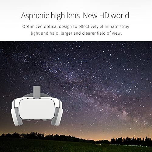 Virtual Reality Headset for Phones VR Headset with Remote Control 3D Glasses for Movies & Games Bluetooth VR Glasses with Wireless Headset for iPhone/ Samsung Compatible for iOS / Android (White)