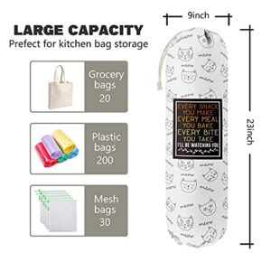 Funny Cat Themed, Grocery Bags Holder Organizer for Shopping Bags，Wall Mount Plastic Bags Storage Container Dispensers, Gift for Women Mother Grandmother Friend