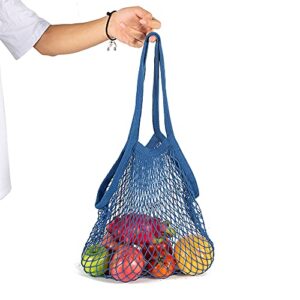 RETong Organic 100 percent Cotton Reusable Washable Mesh Grocery Produce Bags For Fruit and Veggies (blue), Medium