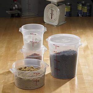 Lumintrail Cambro 2 Quart Round Food Storage Container, Translucent, with a Translucent Lid, Bundle with a Measuring Spoon Set