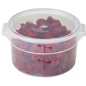 Lumintrail Cambro 2 Quart Round Food Storage Container, Translucent, with a Translucent Lid, Bundle with a Measuring Spoon Set