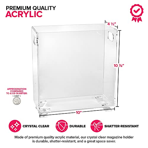 Stock Your Home Acrylic Magazine Holder - Crystal Clear Acrylic Holder - Shatterproof - Open Top - Space Saver - Acrylic Holder for Magazines, Publications, Office Desk, Reception, Waiting Room