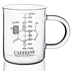 pszeznz caffeine beaker mug,caffeine mug, funny coffee mug,coffee mugs,measuring for coffee, graduated beaker mug with handle16 oz (450ml)