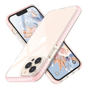 mateprox compatible with iphone 13 pro max case clear thin slim crystal transparent cover shockproof bumper case for iphone 13 pro max 6.7" 2021(pink)