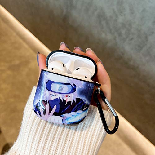 Anime AirPods case, 3D Fashion Cute Anime Character Skin AirPod case, Compatible with AirPod 2&1 Wireless Charging case, with Sturdy Keychain Accessory (Kakashi/White)