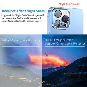 QHOHQ [3 Pack] Tempered Glass Camera Lens Protector for iPhone 13 Pro 6.1" ＆ iPhone 13 Pro Max 6.7", 9H Hardness, Ultra HD, Anti-Scratch, Easy to Install, Case Friendly [Does not Affect Night Shots]