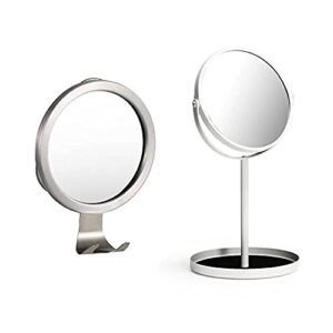 ettori shower mirror fogless for shaving with razor holder, 1x and 5x makeup mirror dual sided vanity mirror