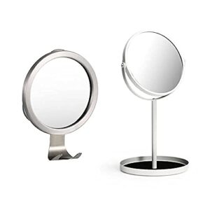 Ettori Shower Mirror Fogless for Shaving with Razor Holder, 1X and 5X Makeup Mirror Dual Sided Vanity Mirror