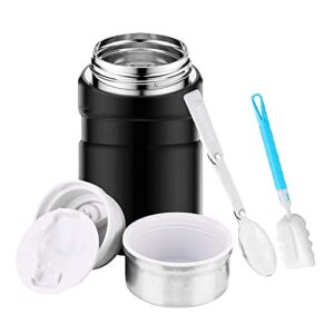 manuqia food thermos, 750ml vacuum insulated food jar, hot containers for lunch, stainless steel thermos for hot food with folding spoon, leak proof soup thermos food flask for kids and adults
