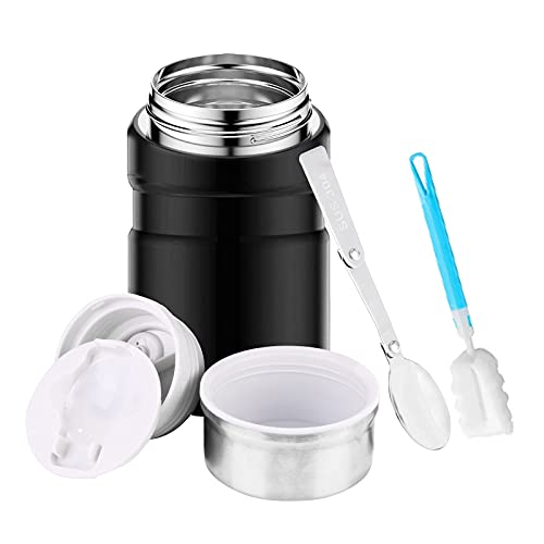 Manuqia Food Thermos, 750ML Vacuum Insulated Food Jar, Hot Containers for Lunch, Stainless Steel Thermos for Hot Food with Folding Spoon, Leak Proof Soup Thermos Food Flask for Kids and Adults