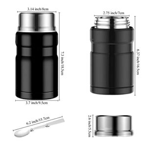 Manuqia Food Thermos, 750ML Vacuum Insulated Food Jar, Hot Containers for Lunch, Stainless Steel Thermos for Hot Food with Folding Spoon, Leak Proof Soup Thermos Food Flask for Kids and Adults