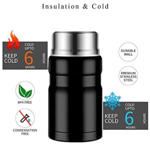 Manuqia Food Thermos, 750ML Vacuum Insulated Food Jar, Hot Containers for Lunch, Stainless Steel Thermos for Hot Food with Folding Spoon, Leak Proof Soup Thermos Food Flask for Kids and Adults