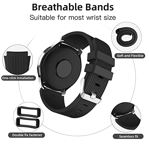 Easuny Compatible for Samsung Galaxy Watch 3 45mm Band/Galaxy Watch 46mm/Gear S3 Frontier, 22mm Smart Watch Bands Silicone Quick Release Strap for Men, 3 Pack of Black/Dark Blue/Space Gray