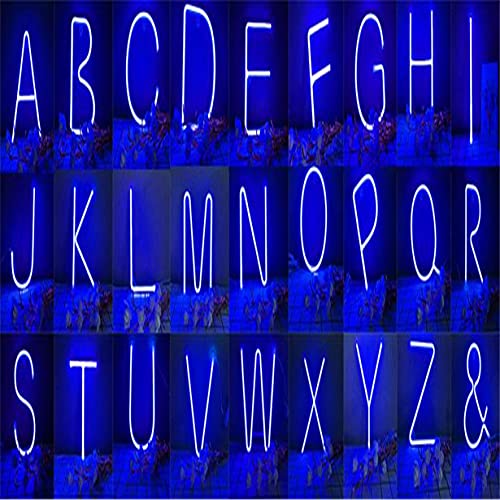 QiaoFei Letter Neon Signs Led Blue Neon Light up Decorative Art Lights Battery/USB Operated Marquee Letters Alphabet Neon Word Decor Lights for Home Shop Bar Baby Shower Birthday Wedding Party (A)