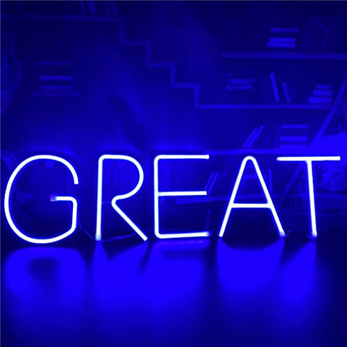 QiaoFei Letter Neon Signs Led Blue Neon Light up Decorative Art Lights Battery/USB Operated Marquee Letters Alphabet Neon Word Decor Lights for Home Shop Bar Baby Shower Birthday Wedding Party (A)