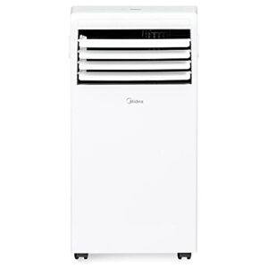 midea 6,000 btu ashrae (5,000 btu sacc) portable air conditioner, cools up to 150 sq. ft., works as dehumidifier & fan, remote control & window kit included