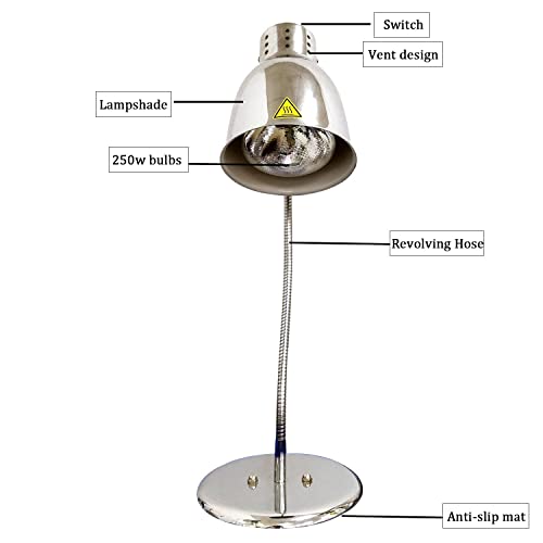 Single Bulb Heat Lamp for Food 250w Food Warming Light Buffet Warmer Lamps for Fries,Fried Food,Pizza,Donuts,Pastas