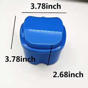 LaXon False Teeth Storage Box Holder, Portable PP Denture Bath Case with Strainer Basket, Use for Storing Dentures,Braces,Jewelry,Pacifiers,Dark Blue