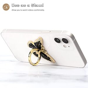 Doflyesky Cell Phone Ring Holder Butterfly, Finger Kickstand, Phone Ring Grip Holder, Compatible with iPhone 13/12/Mini/Pro/Pro Max and Android Phone (Gold Black)