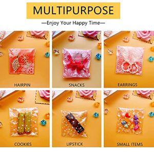 300ct 3.94"x3.94" Self Adhesive Sealing Cookie Bags, Thicken Resealable Individual Cellophane Treat Bags for Packaging Candy Jewelry Party Favor Gift Giving, DIY Cookie Wrappers Halloween Christmas