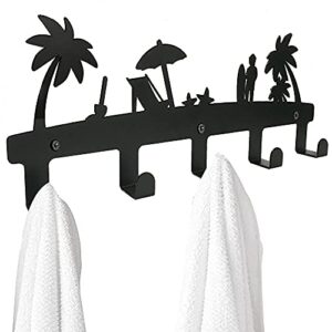 towel racks for bathroom 16 inch towel coat key hooks holder bedroom hanger living room wall-mounted metal — 5 hooks rust-proof and waterproof-black (black),y-4