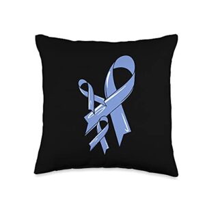 stomach cancer awareness cancer ribbons stomach cancer awareness ribbon blue fighter gastric chemo throw pillow, 16x16, multicolor