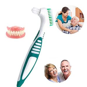 HEIGOO Denture Cleaning Brush, Portable False Teeth Cleaning Brush, Use for The Best Gift for People Wear Denture Teeth, Green