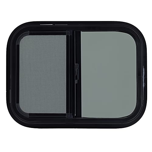 RecPro RV Window | 20" W x 15" H | Teardrop Horizontal Slide | RV Window Replacement | 1 1/2" Trim Ring Included | Made in USA