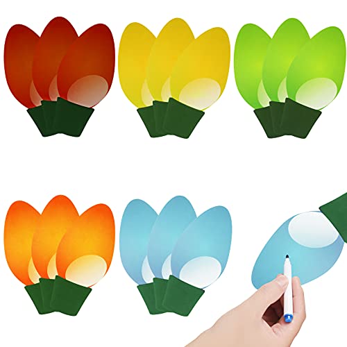 Christmas Bulb Cutouts 40 Pieces Chic Colorful Bulb Cutouts with 60 Glue Point Dots for Christmas New Year Party Classroom Bulletin Board and Home Decoration