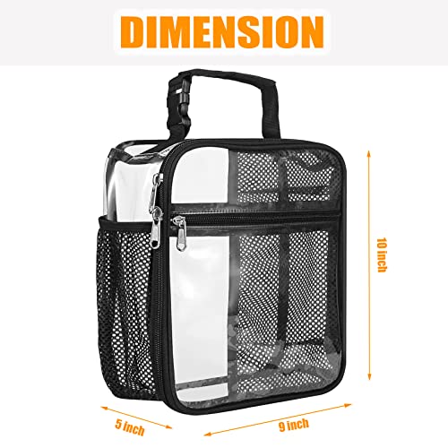 Oraben Stadium Approved Clear Lunch Bag for Work, See Through Plastic Lunch Box Reusable Small Lunchbox for Men and Women Children (Black)