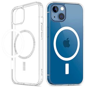 vego clear case compatible with iphone 13 case & iphone 14 case, magnetic case with built-in magnets compatible with magsafe, crystal clear slim soft tpu cover for iphone 13 / iphone 14 6.1" - clear