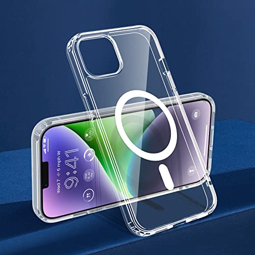 VEGO Clear Case Compatible with iPhone 13 Case & iPhone 14 Case, Magnetic Case with Built-in Magnets Compatible with MagSafe, Crystal Clear Slim Soft TPU Cover for iPhone 13 / iPhone 14 6.1" - Clear