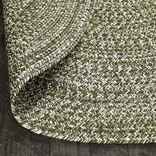 SUPERIOR Reversible Braided Indoor/Outdoor Area Rug, 5' x 8', Green-White