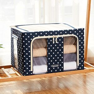 WINIAER Under Bed Clothes Organizer, 100L Fabric Storage Bags Stackable Storage Bins Closet Organizer Oxford Cloth Steel Frame Closet Storage Bins for Bedding, Clothes