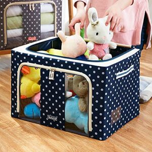 WINIAER Under Bed Clothes Organizer, 100L Fabric Storage Bags Stackable Storage Bins Closet Organizer Oxford Cloth Steel Frame Closet Storage Bins for Bedding, Clothes