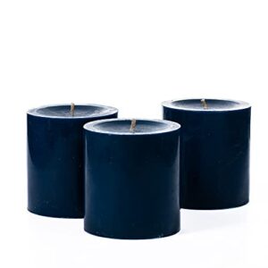 richland set of 3 navy blue pillar candles 3" x 3" unscented dripless for weddings home holidays relaxation spa church…