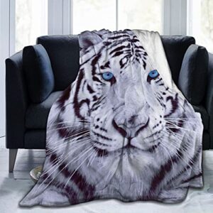 white tiger blanket 60 x 50 inch lightweight flannel fuzzy blanket aesthetic microfiber cozy soft and warm all seasons fleece cool plush blanket for couch bed sofa farmhouse