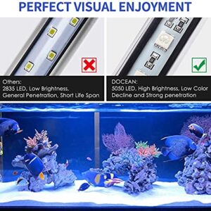 DOCEAN Aquarium Lighting Fish Tank Light with APP Control, RGB Color Changing, with Timer 9 LEDs, 7 inch/18cm, for Aquarium/Fish Tank