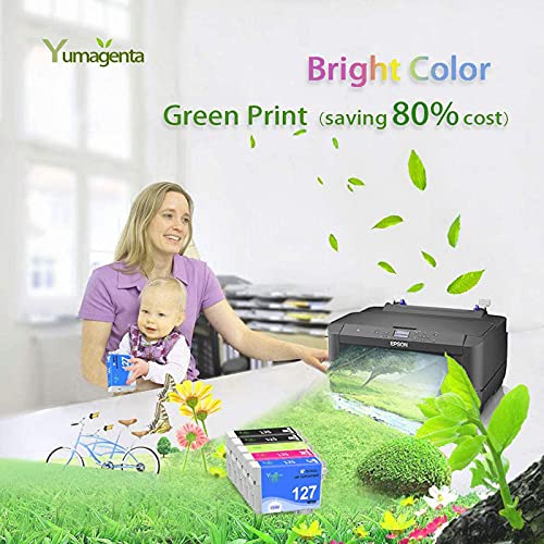 Yumagenta Remanufactured Ink Cartridge Replacement for 127 T127 Ink for WF-3540 WF-3520 WF-3530 WF-7010 WF-7510 WF-7520 NX530 NX625 Workforce 60 545 630 633 635 645 840 845 Printer (Black) (T127-B5)