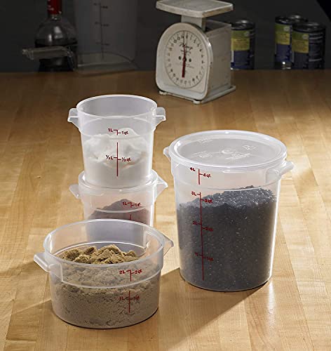 Lumintrail Cambro 4 Quart Round Food Storage Container, Translucent, with a Translucent Lid, Bundle with a Measuring Spoon Set