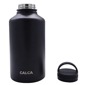 MELDIKISO 64oz Stainless Steel Water Bottle with Wide Mouth Lid, Black Large Drinking Cup, Double Wall Vacuum Insulated