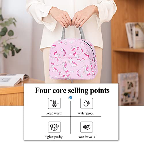 WishLotus Insulated Lunch Bag, Oxford Cloth Lunch Box Water-Resistant Tote Bag Leak-Proof Thermal Lunch Organizer for Men Women Girls Children Outdoor Picnic School Work (Horse)