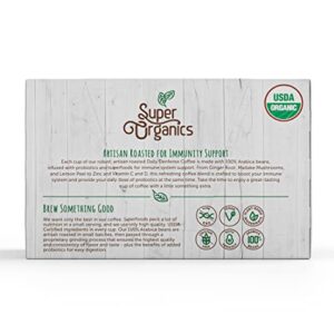 Super Organics Daily Defense Coffee (Organic) with Superfoods and Probiotics (Keurig K-Cup Compatible) 10ct Single Serve Cups